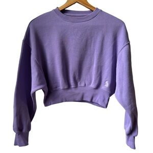 Kuwalla Tee  cropped cinched waist lavender crew‎ neck sweatshirt